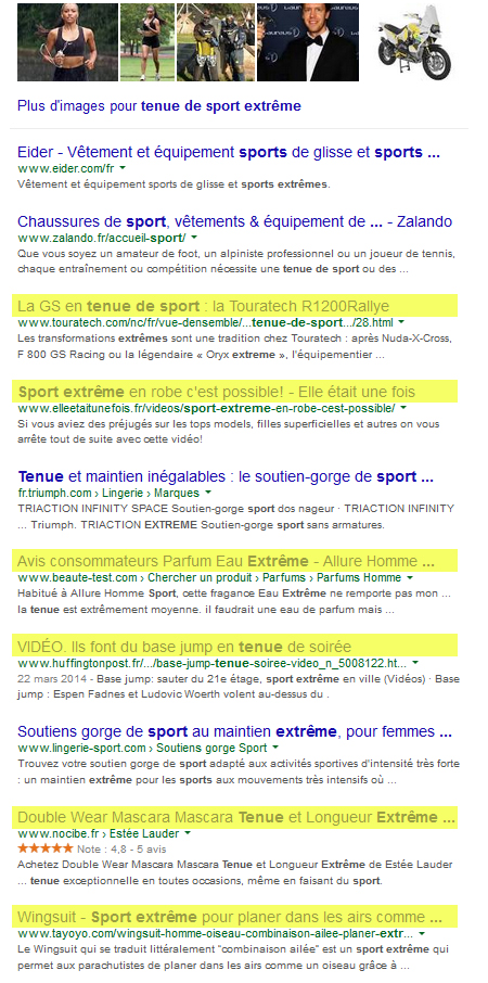 la recherche tenue de sport extreme