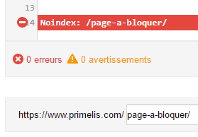 test du robots.txt dans la search console