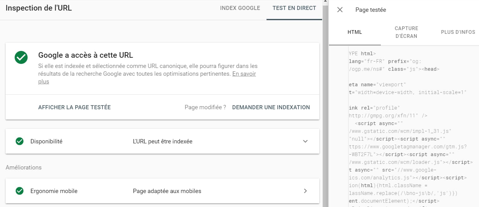 inspection url google search console