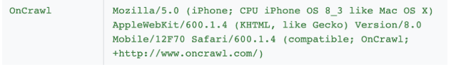 user-agent oncrawl