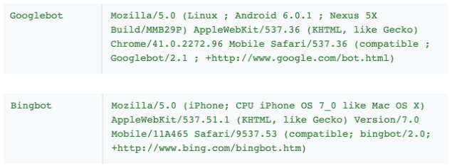 user-agent googlebot et bingbot